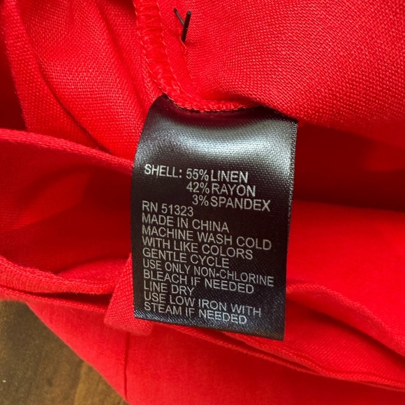 NWT Antonio Melani Red Linen Blend Button-Down Midi Skirt - Picture 6 of 9